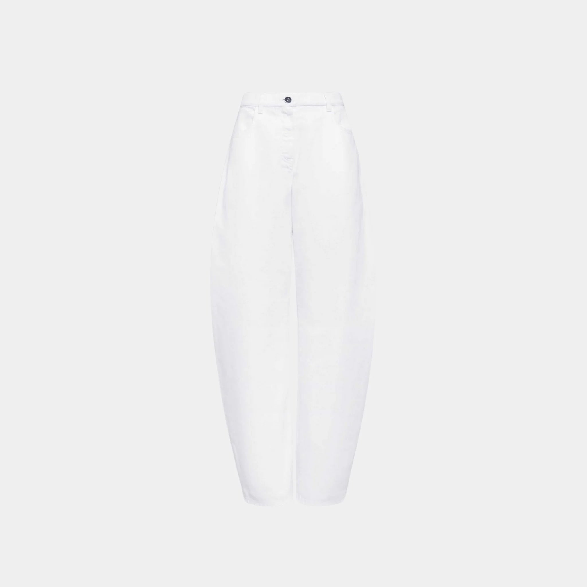 Low Waist Round Jeans in White Denim