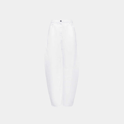 Low Waist Round Jeans in White Denim