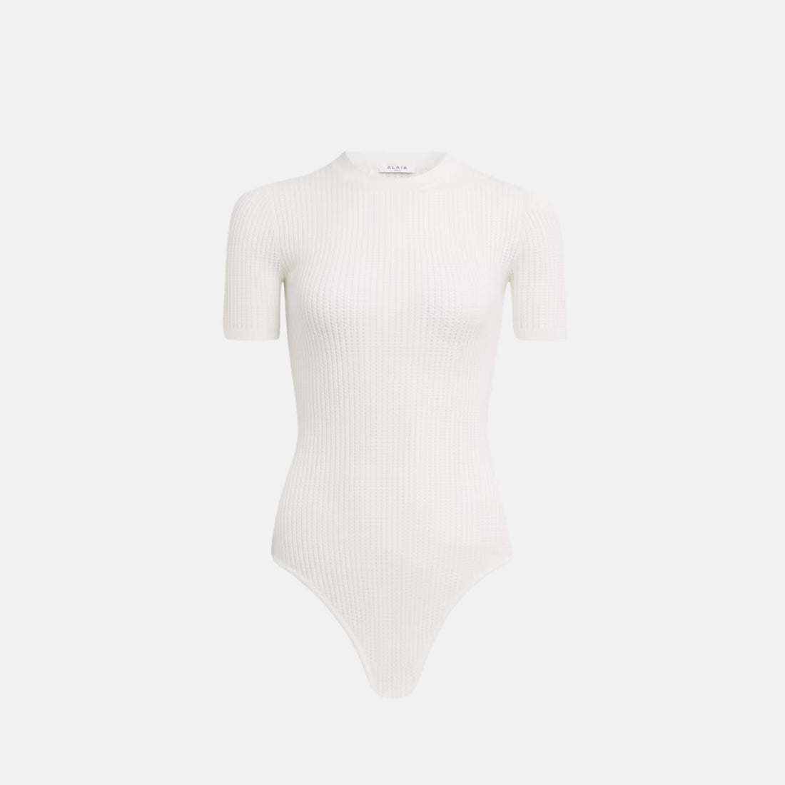 Short Sleeve Body In Sheer Wool Knit With Fine Open Lace Knit