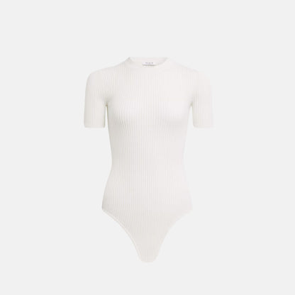 Short Sleeve Body In Sheer Wool Knit With Fine Open Lace Knit