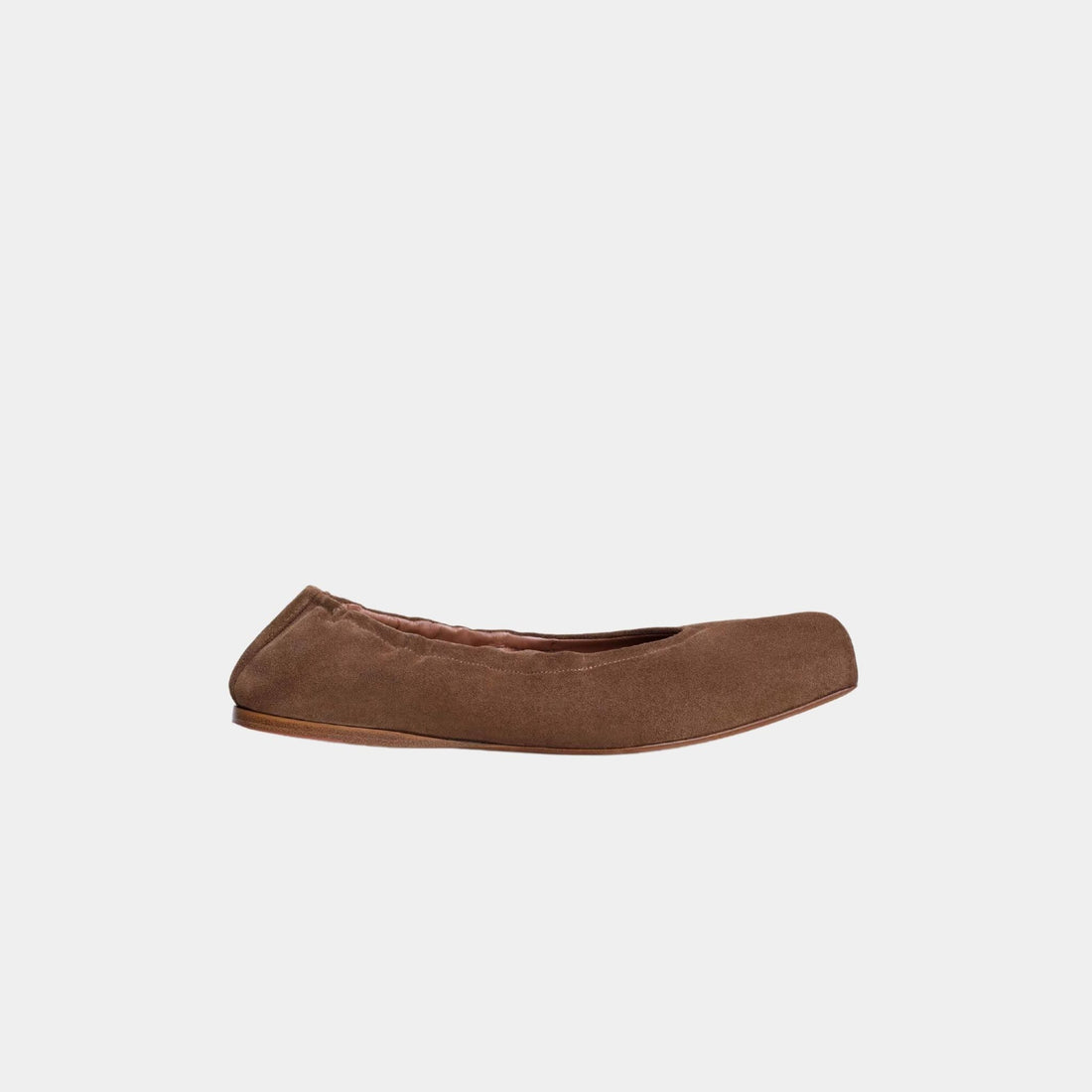 Square Toe Ballet Flats In Leather