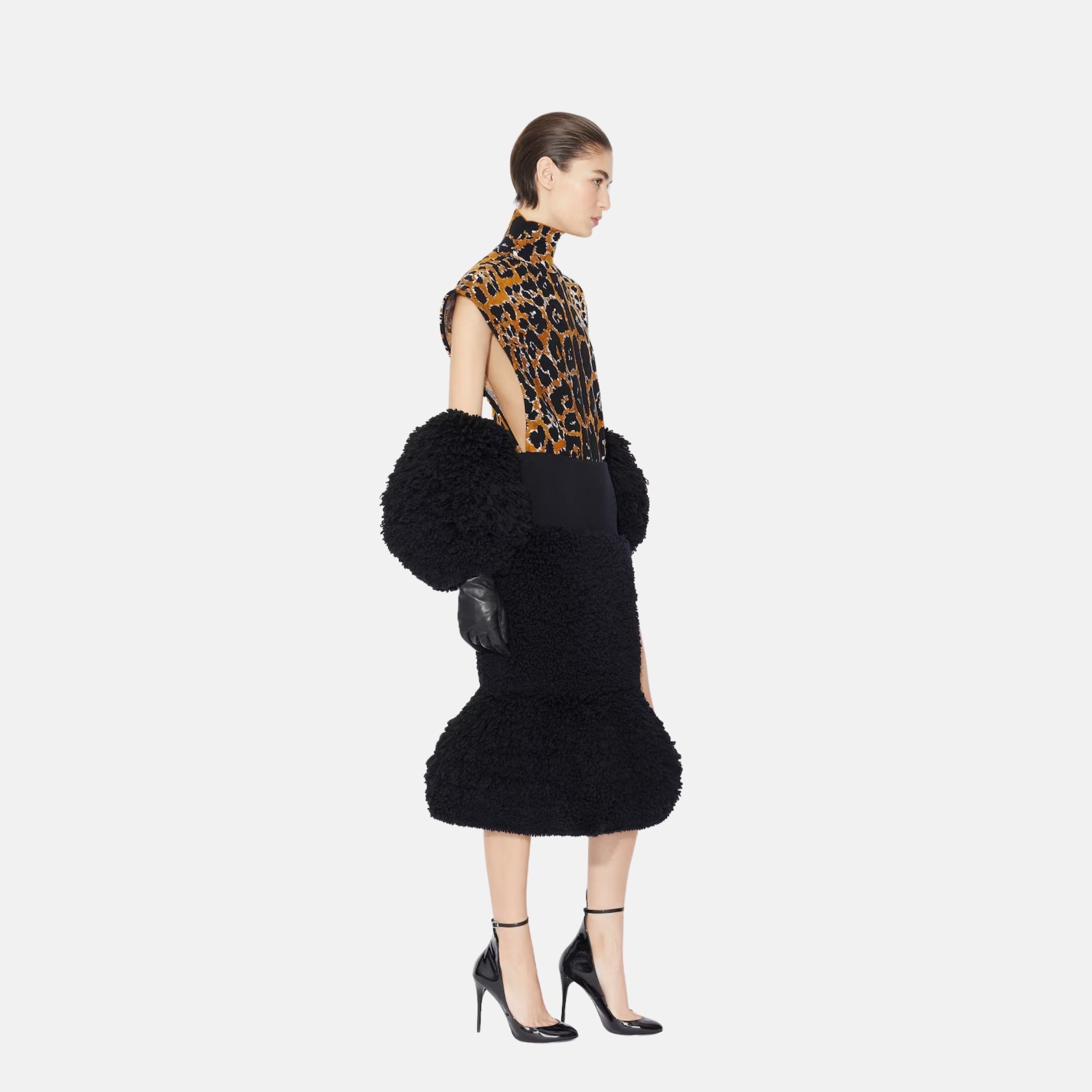 Square Top In Leopard Jacquard Knit