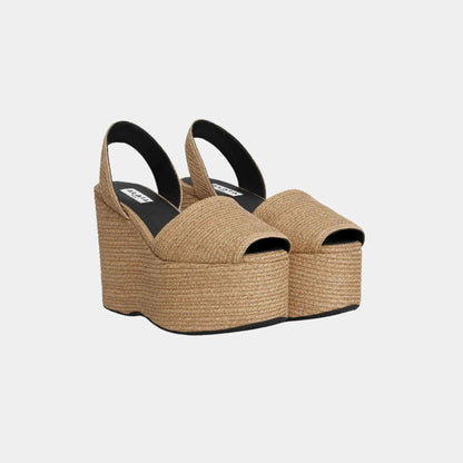 Wedge Sandals in Paper Straw