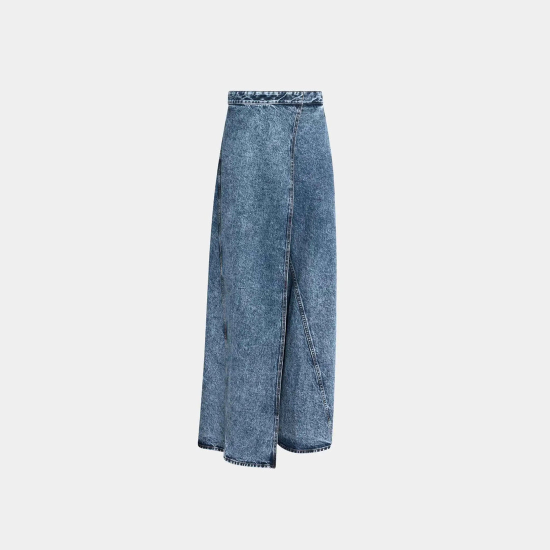 Wide Leg Wrap Jeans in Stonewashed Denim