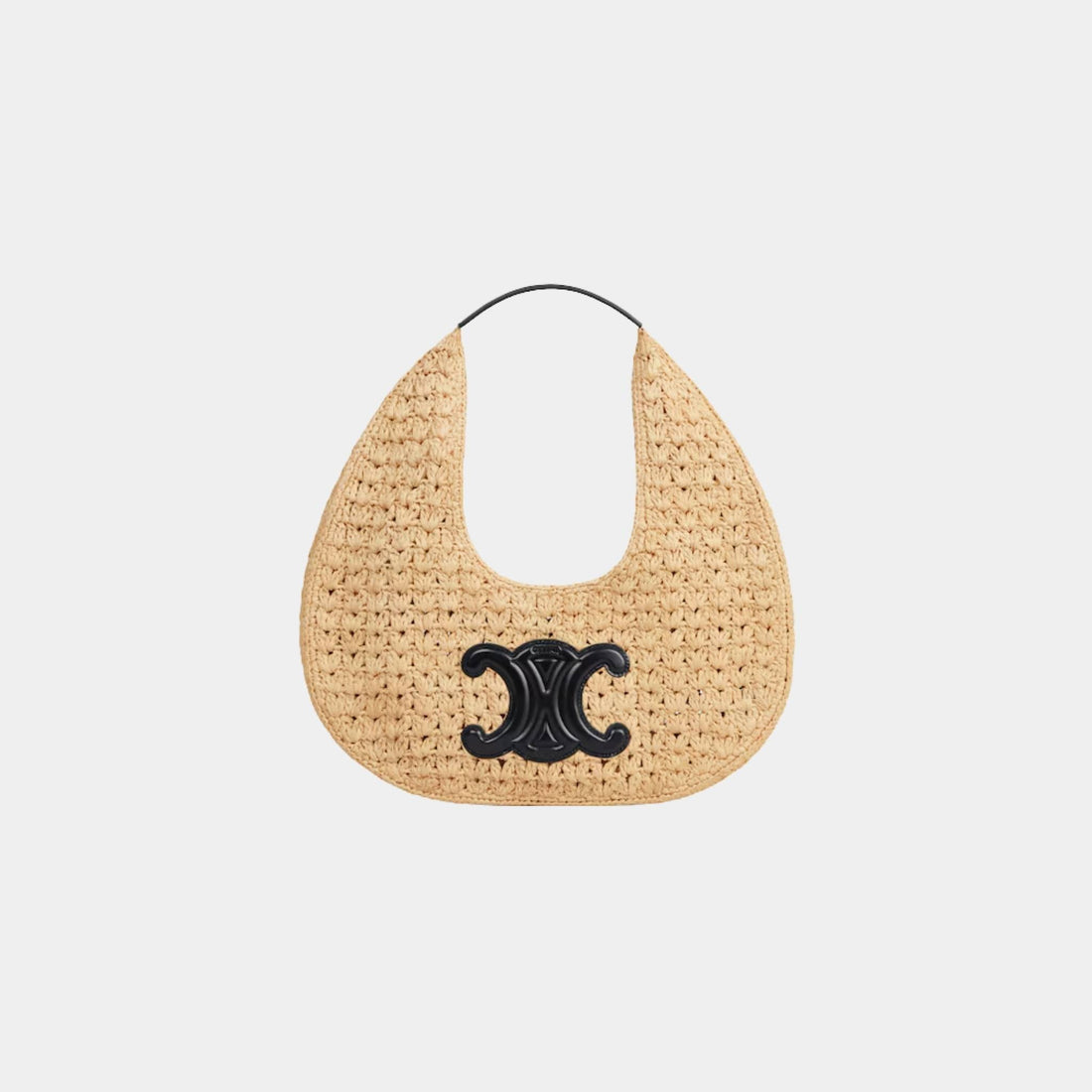 Celine Classic Panier Hobo Bag in Raffia and Calfskin