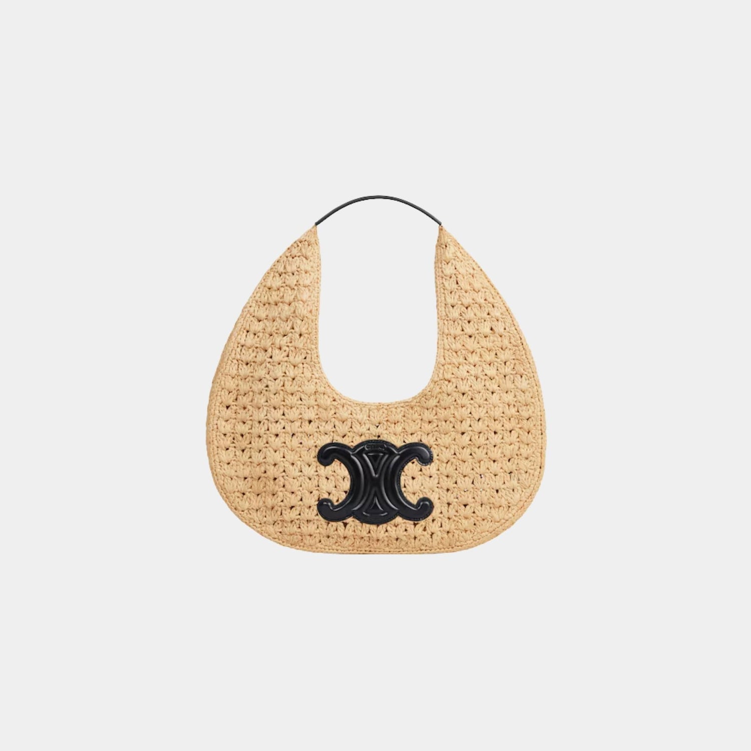 Celine Classic Panier Hobo Bag in Raffia and Calfskin