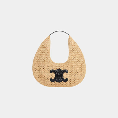 Celine Classic Panier Hobo Bag in Raffia and Calfskin