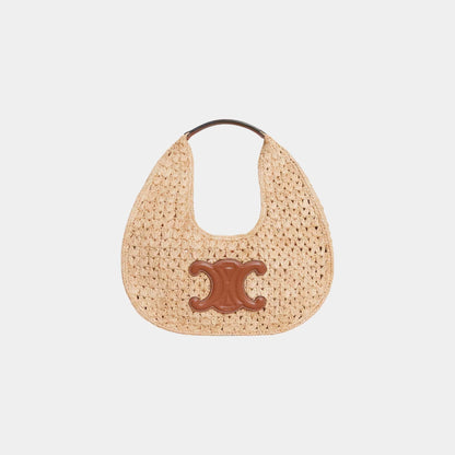 Celine Classic Panier Hobo Bag in Raffia and Calfskin