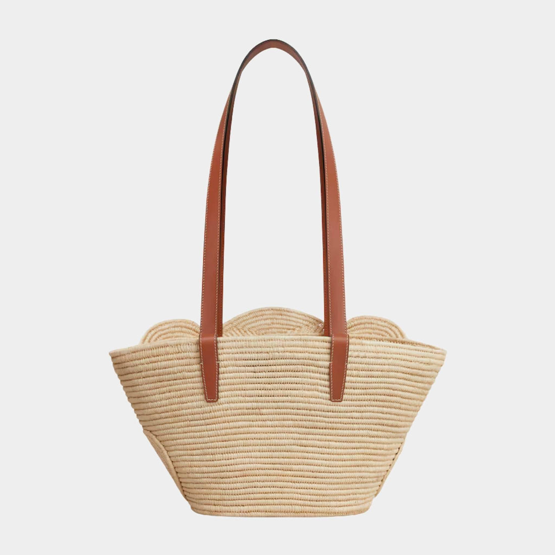 Celine Classic Pannier Small Braided Triomphe in Raffia &amp; Calfskin