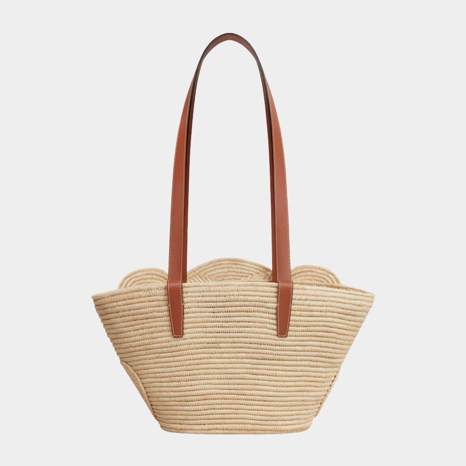 Celine Classic Pannier Small Braided Triomphe in Raffia &amp; Calfskin