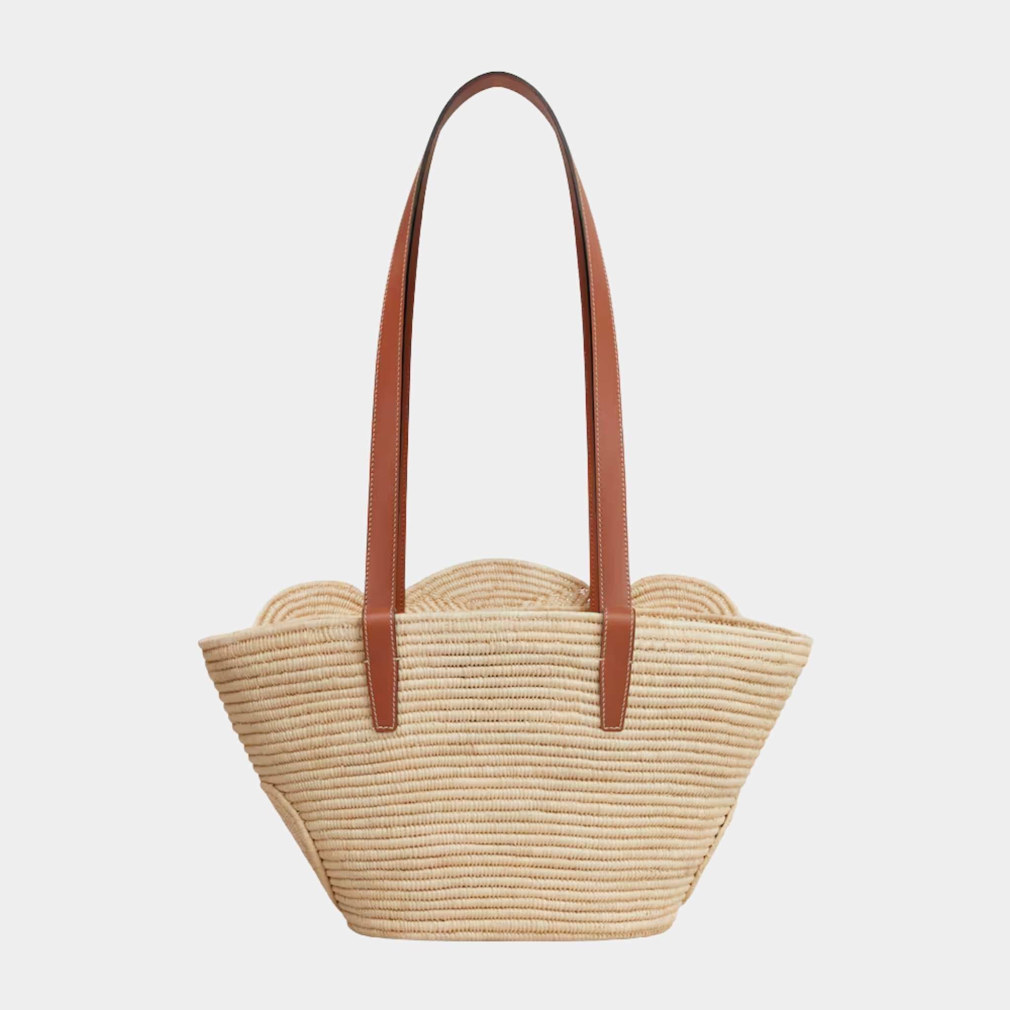 Celine Classic Pannier Small Braided Triomphe in Raffia &amp; Calfskin