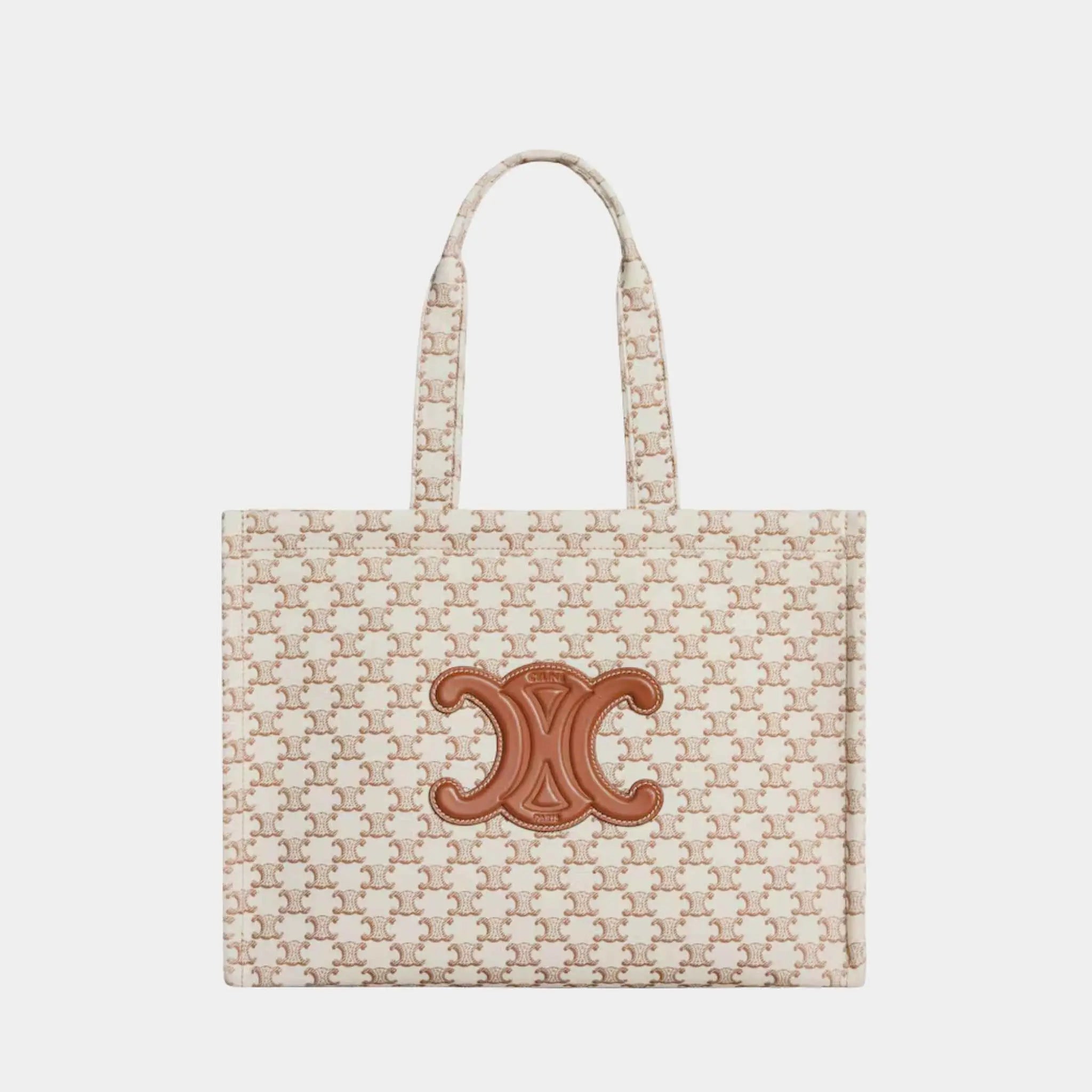 Large Cabas Thais Textile with Triomphe Print &amp; Calfskin