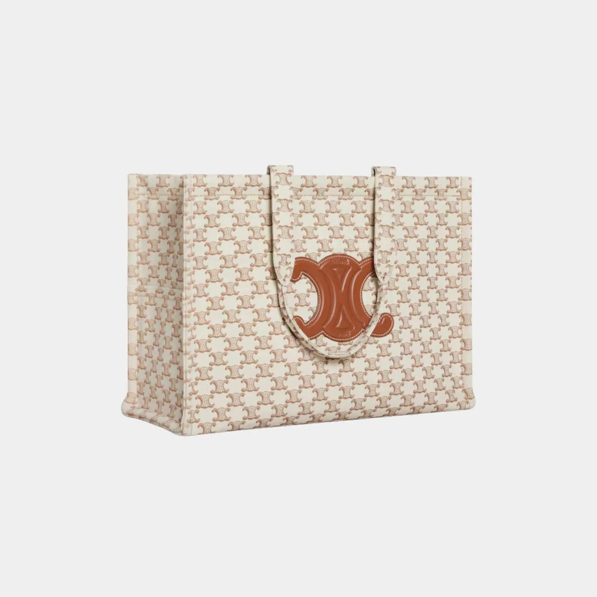 Large Cabas Thais Textile with Triomphe Print &amp; Calfskin