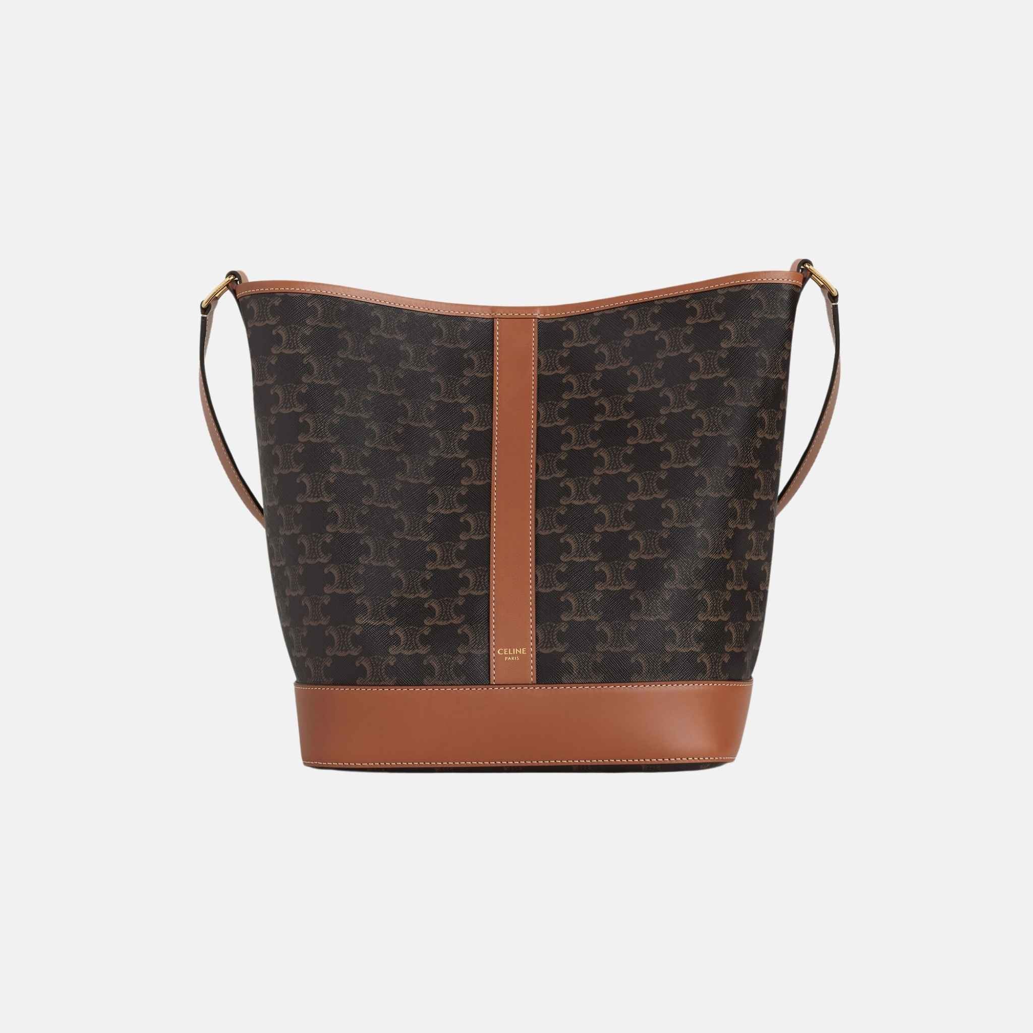 Medium Bucket Bag In Triomphe Canvas And Calfskin
