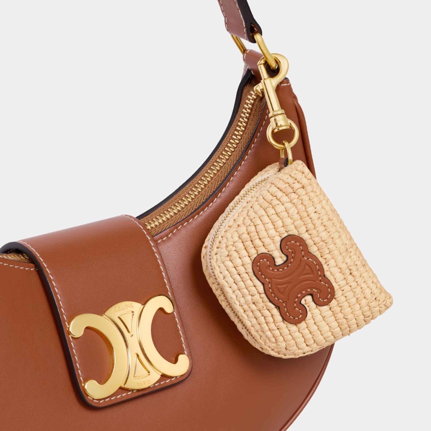 Micro Triomphe Charm in Raffia