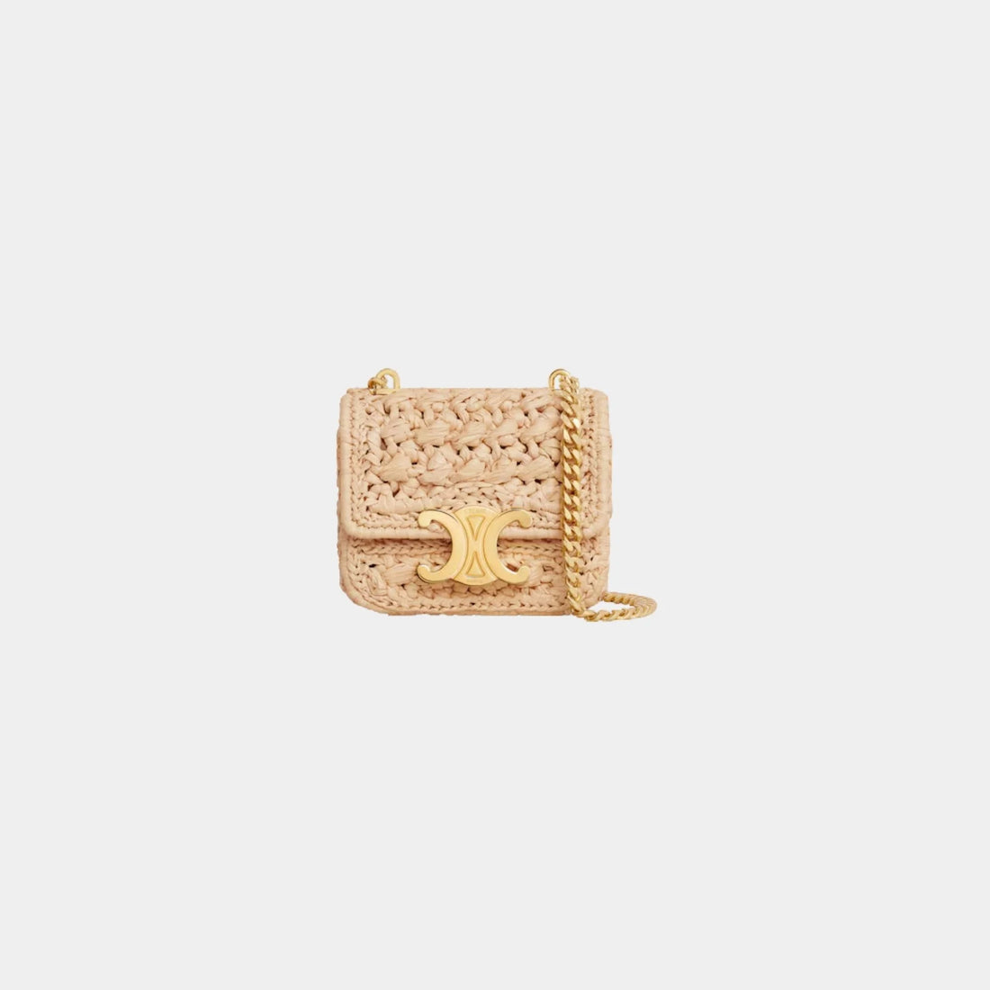 Mini Chain Claude in Raffia Effect Textile