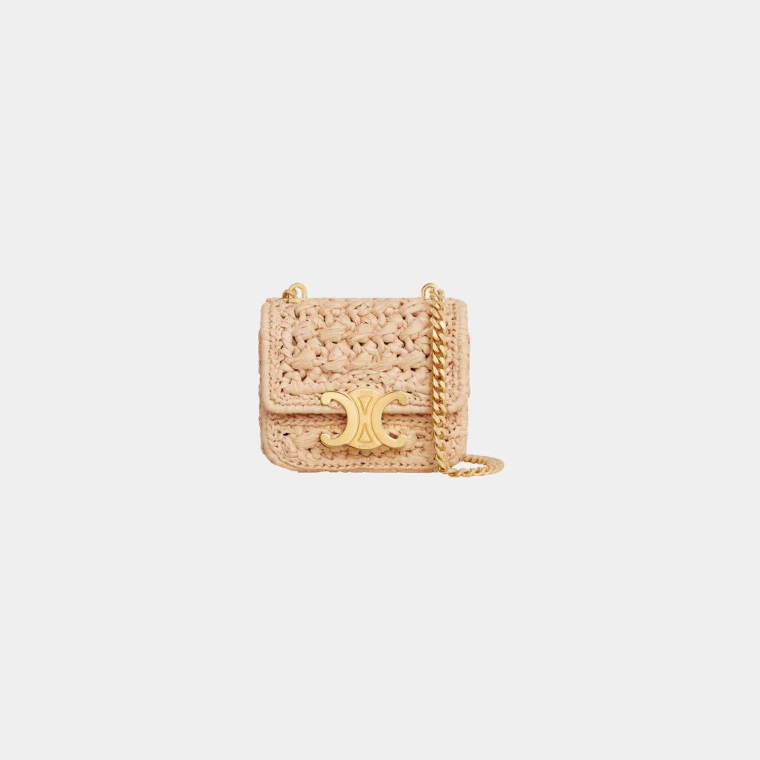 Mini Chain Claude in Raffia Effect Textile