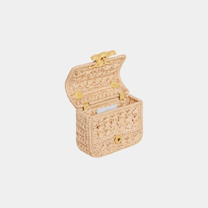 Mini Chain Claude in Raffia Effect Textile