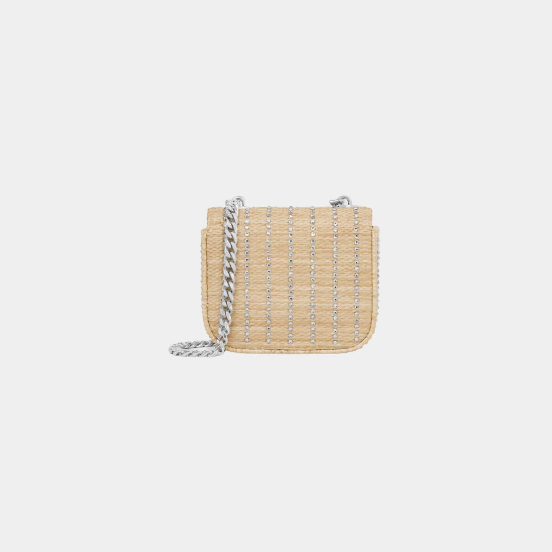 Mini Chaine Claude in Raffia Effect Textile with Strass