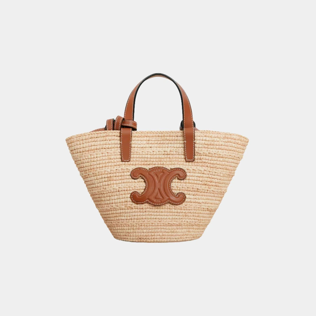 Nano Supple Celine Classic Panier in Raffia and Calfskin