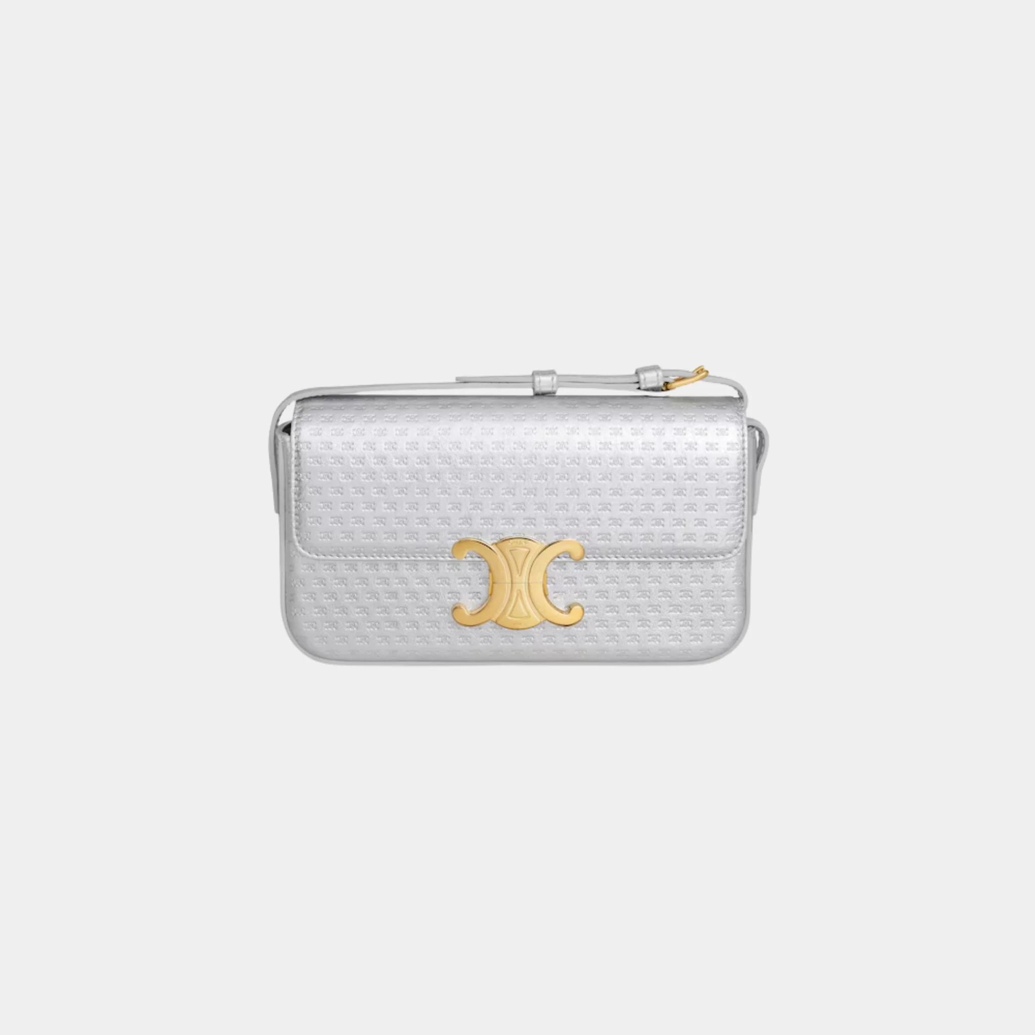 Shoulder Bag Claude in Laminated Calfskin with Triomphe All-over