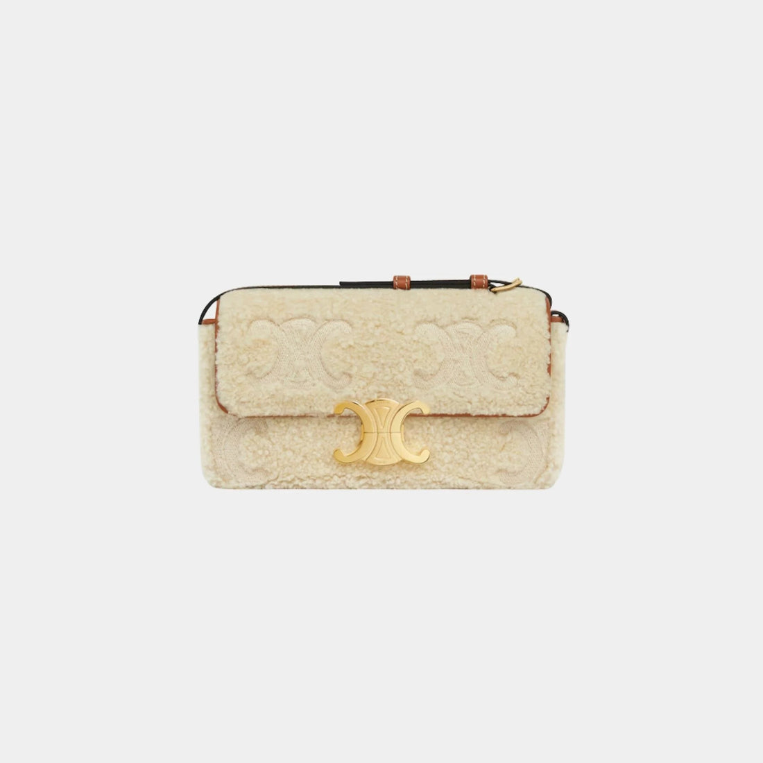 Shoulder Bag Claude Shearling with Triomphe Embroideries