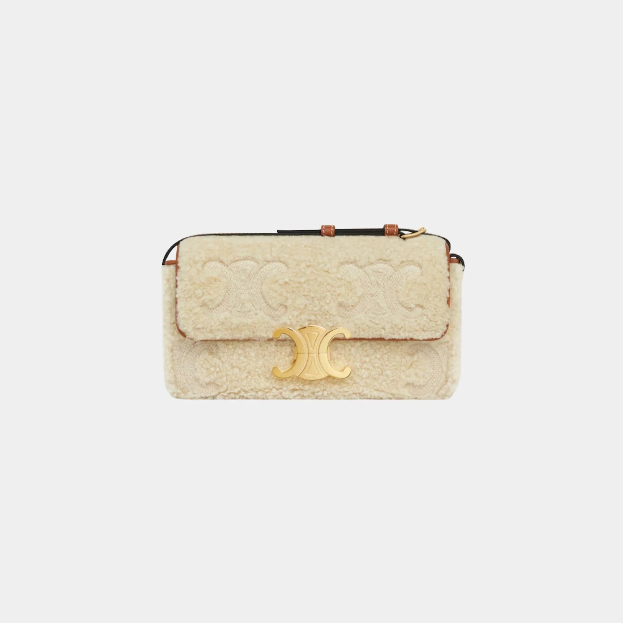 Shoulder Bag Claude Shearling with Triomphe Embroideries