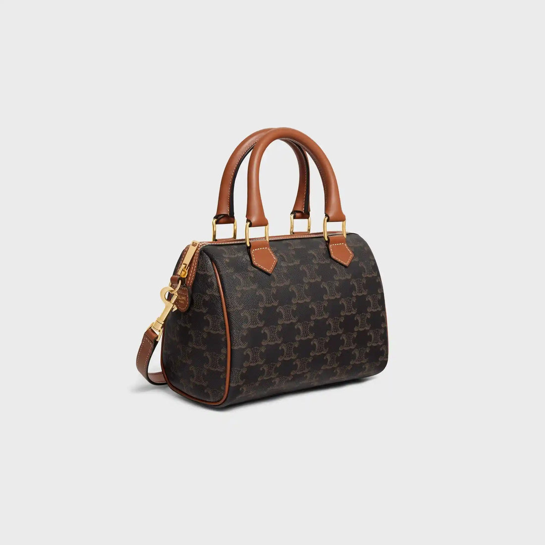 Small Boston Bag In Triomphe Canvas And Calfskin