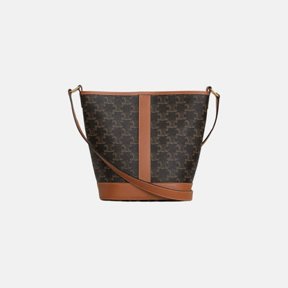 Small Bucket Bag In Triomphe Canvas And Calfskin