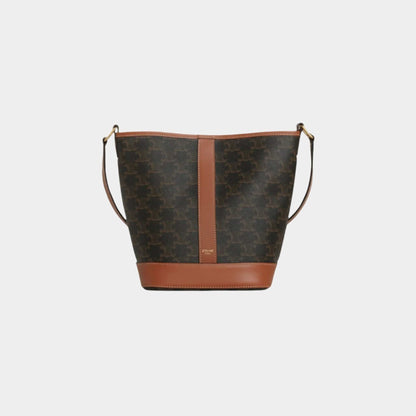 Small Bucket Bag In Triomphe Canvas And Calfskin