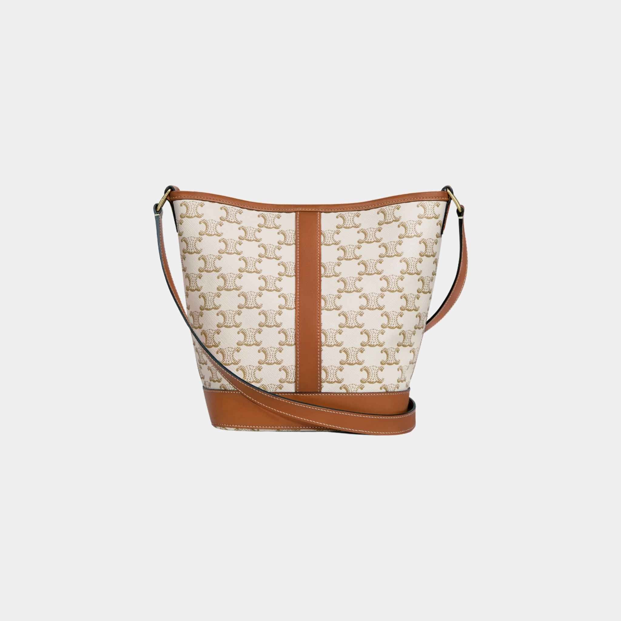 Small Bucket Bag In Triomphe Canvas And Calfskin
