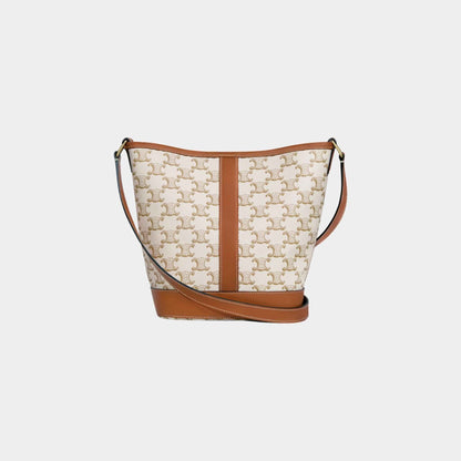 Small Bucket Bag In Triomphe Canvas And Calfskin
