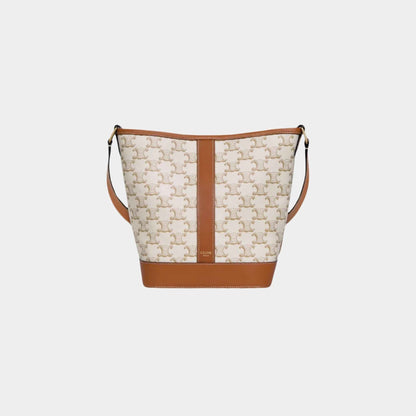 Small Bucket Bag In Triomphe Canvas And Calfskin
