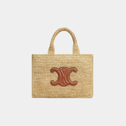 Small Cabas Thais in Raffia and Calfskin