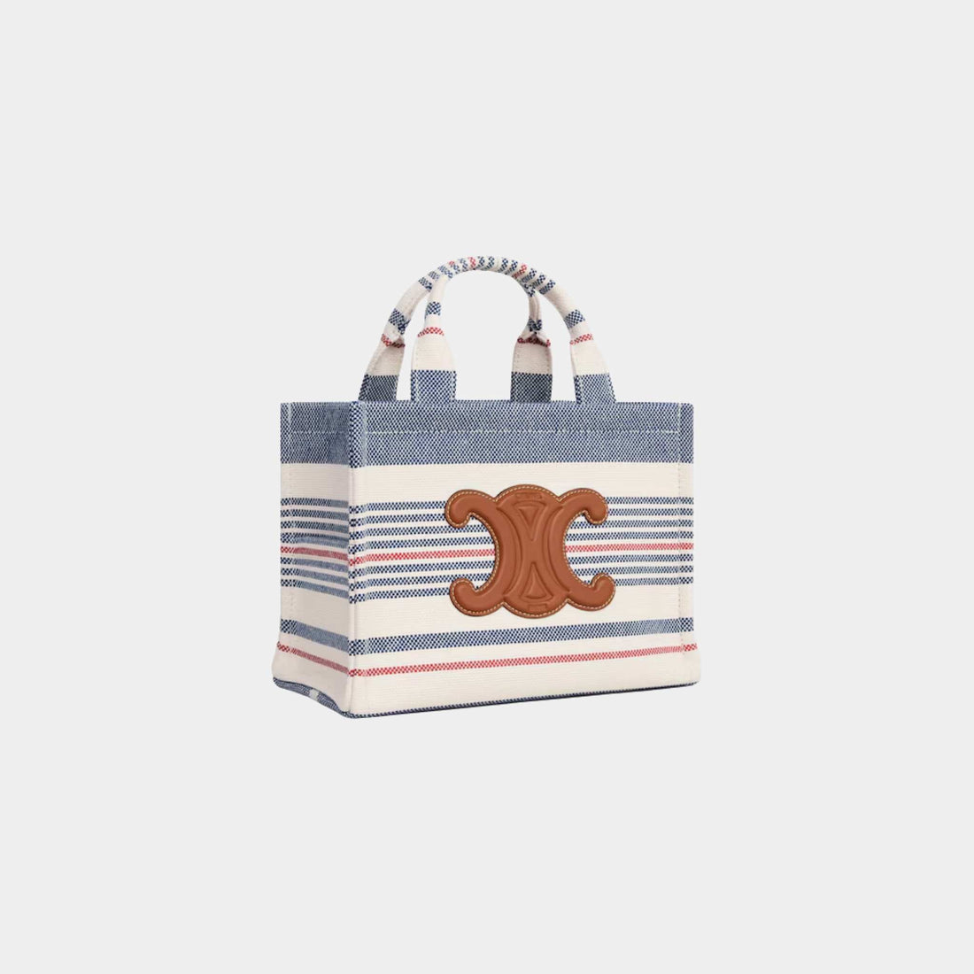 Small Cabas Thais In Striped Textile And Calfskin