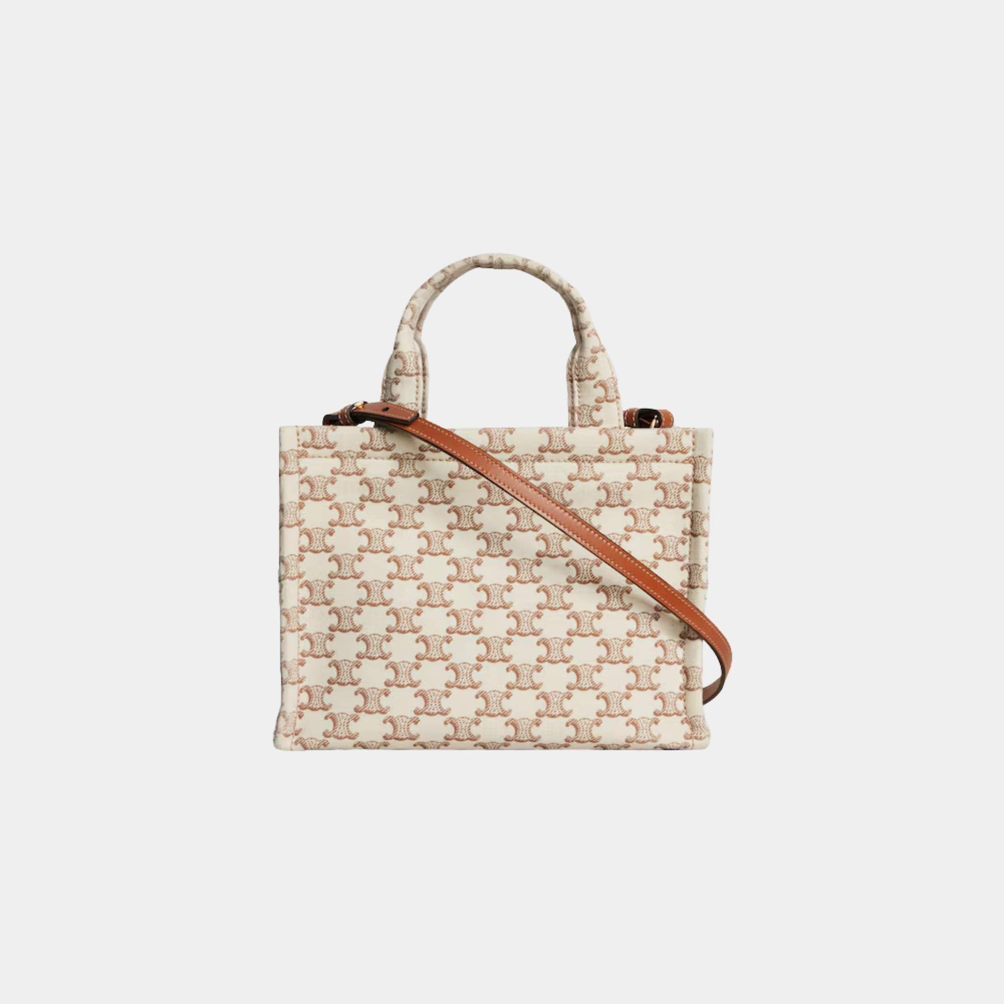 Small Cabas Thais Textile with Triomphe Canvas Print &amp; Calfskin