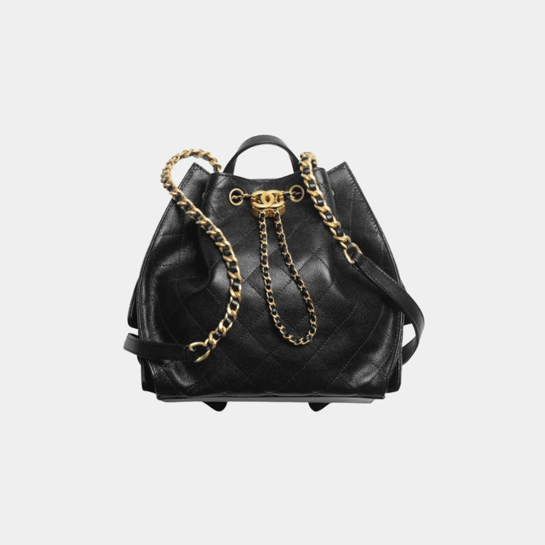 25 Medium Backpack Grained Calfskin &amp; Gold-Tone Metal