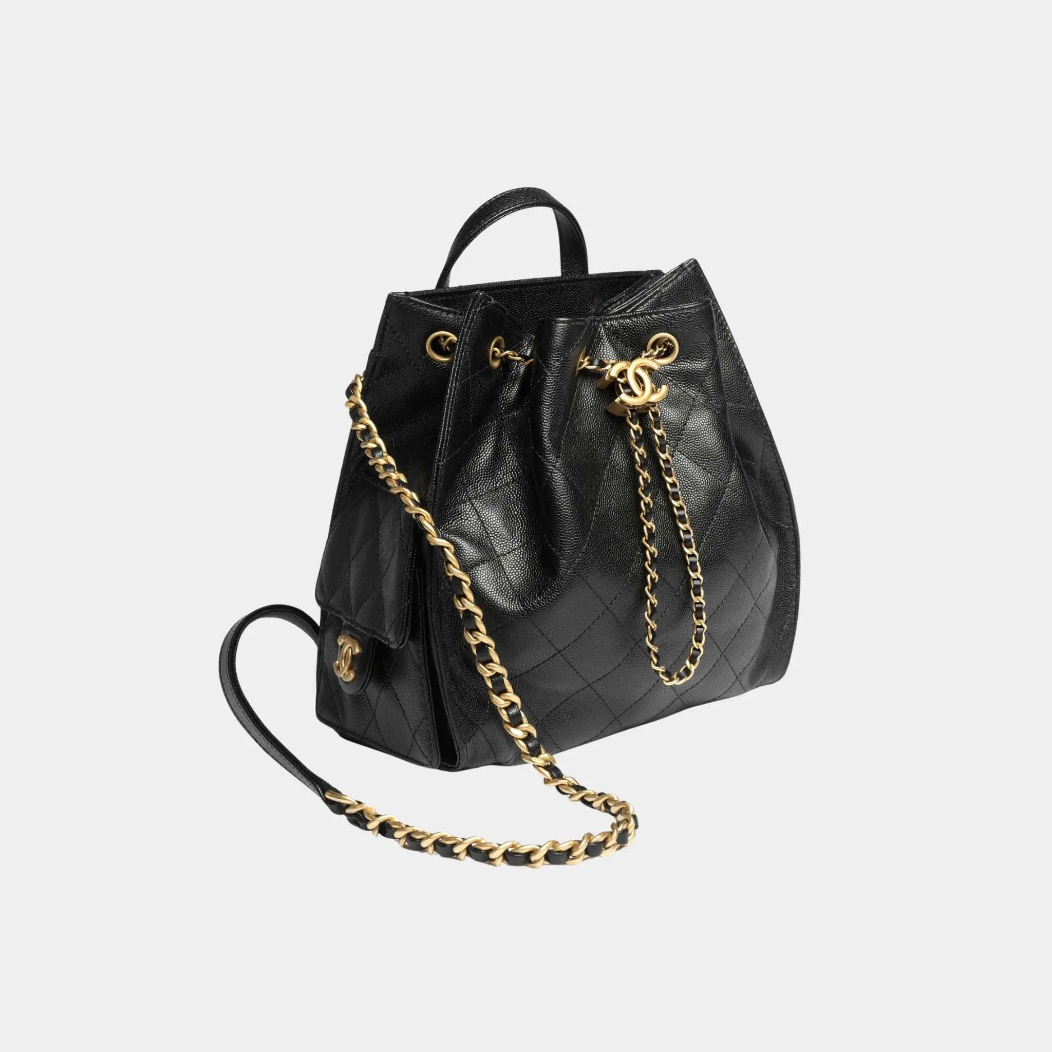 25 Medium Backpack Grained Calfskin &amp; Gold-Tone Metal