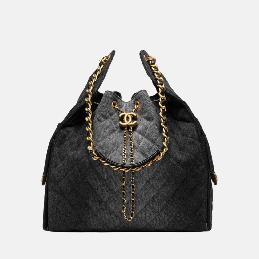 25 Medium Handbag Washed Denim And Gold Tone Metal