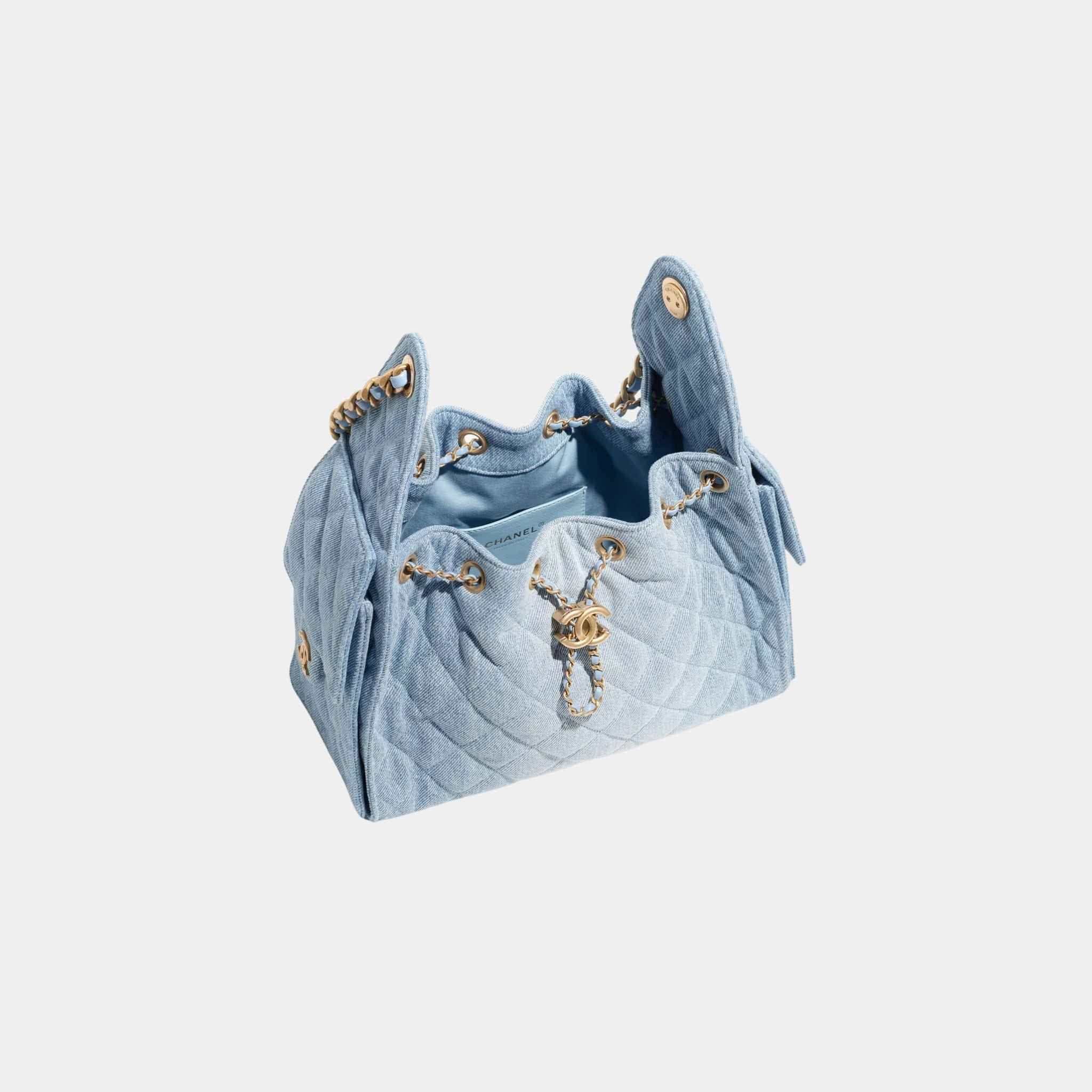 25 Small Handbag Washed Denim And Gold-Tone Metal
