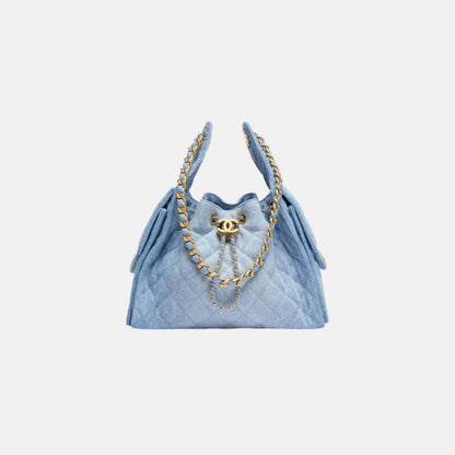 25 Small Handbag Washed Denim And Gold-Tone Metal