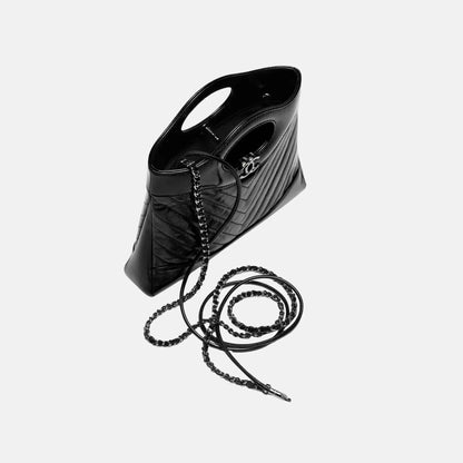31 Mini Shopping Bag Shiny Lambskin Ruthenium Metal