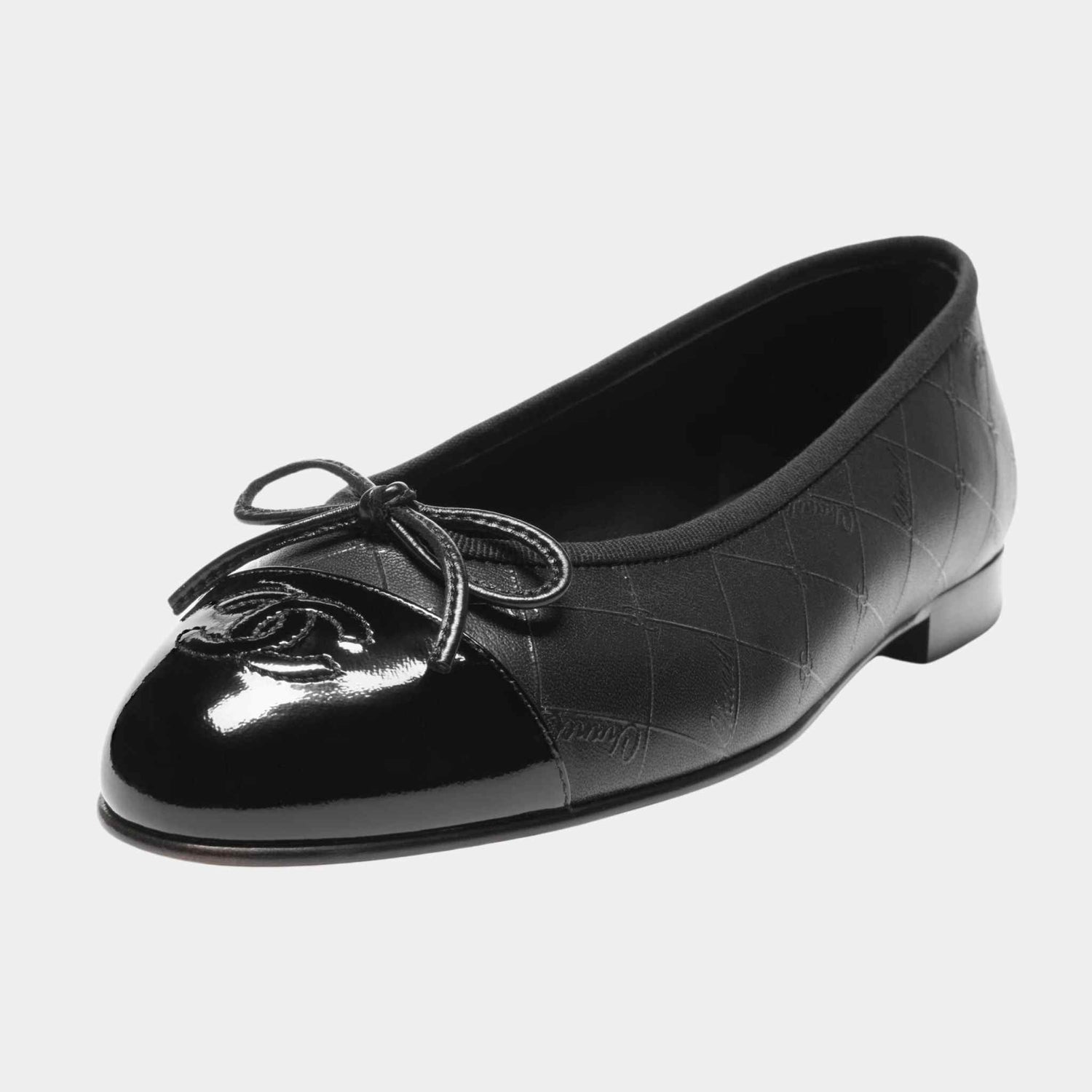 Ballet Flats Printed Lambskin And Patent Calfskin Black
