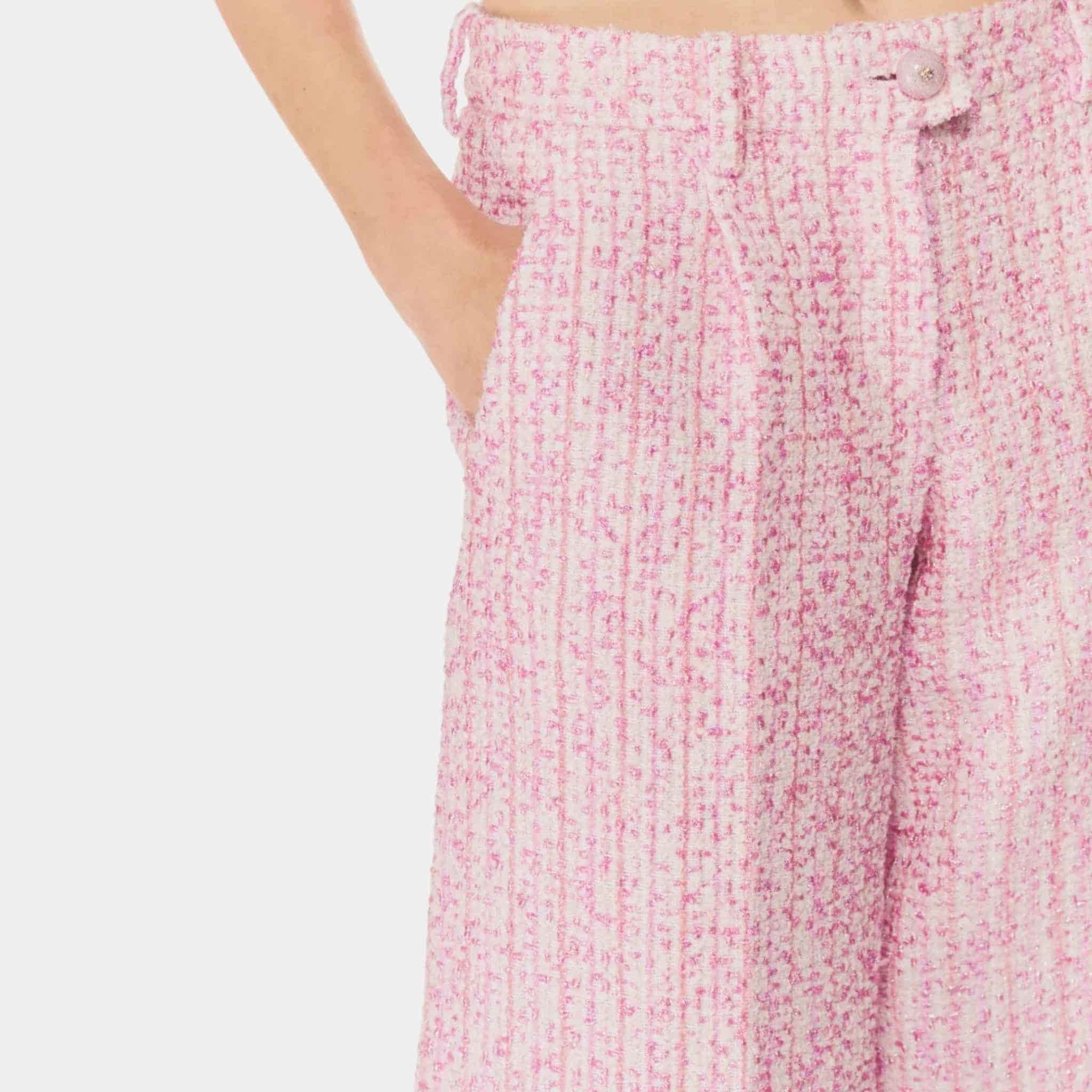 Bermuda Shorts Iridescent Cotton Wool Tweed Pink Ecru