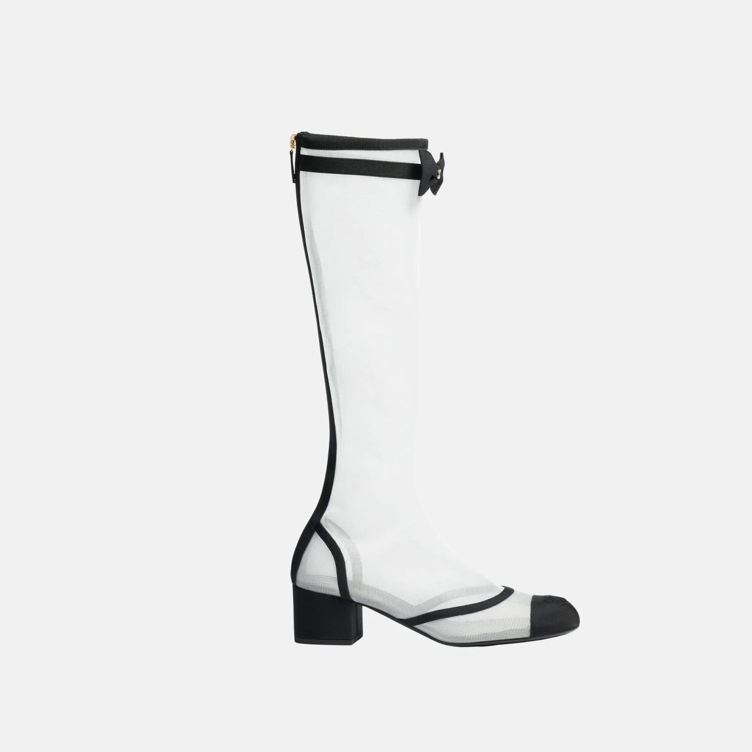 Chanel Boots in Mesh and Grosgrain