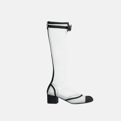 Chanel Boots in Mesh and Grosgrain