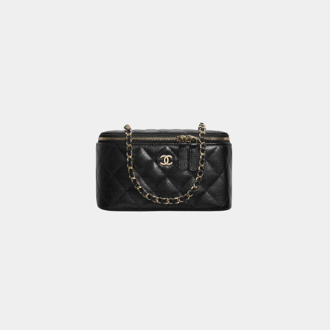 Classic Long Vanity with Chain in Grained Shiny Calfskin