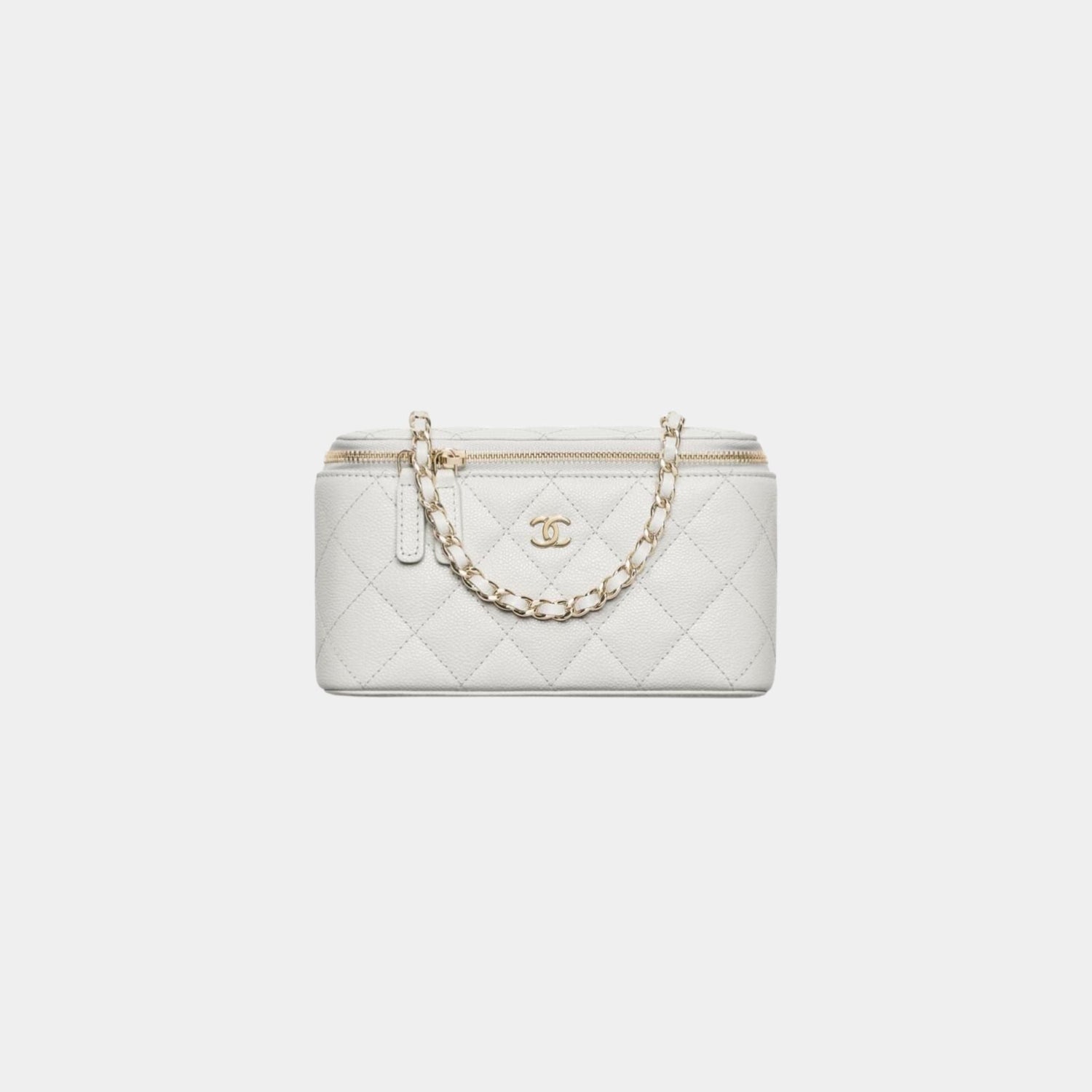Classic Long Vanity with Chain in Grained Shiny Calfskin