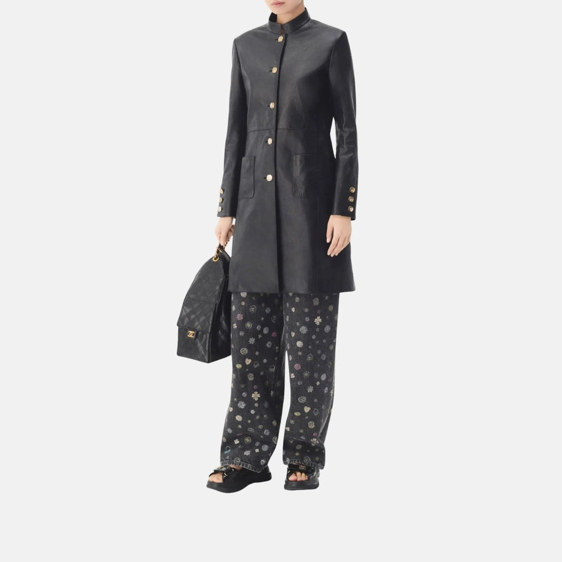 Coat in Black Lambskin