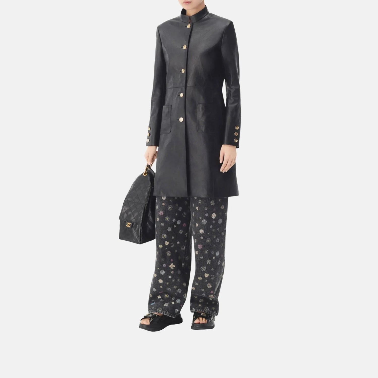 Coat in Black Lambskin